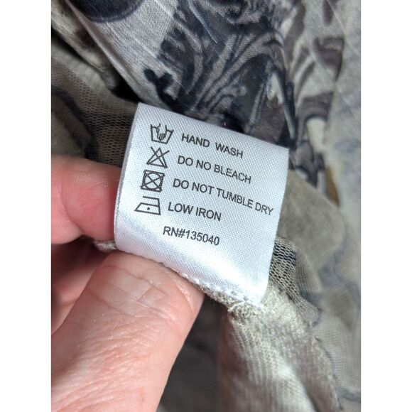 KAMANA "Whispered Tales" Open-Front Cardigan Artsy Lagenlook Floral Mesh Large - Picture 9 of 10